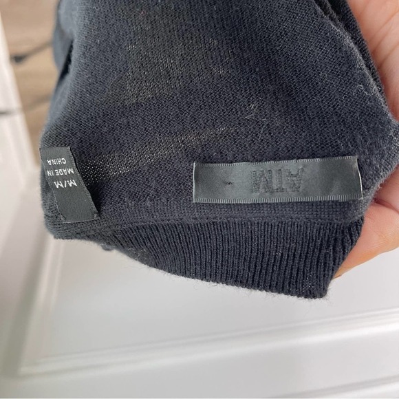 ATM raglan sleeves black ribbed button front sweater cardigan size medium - Picture 4 of 4